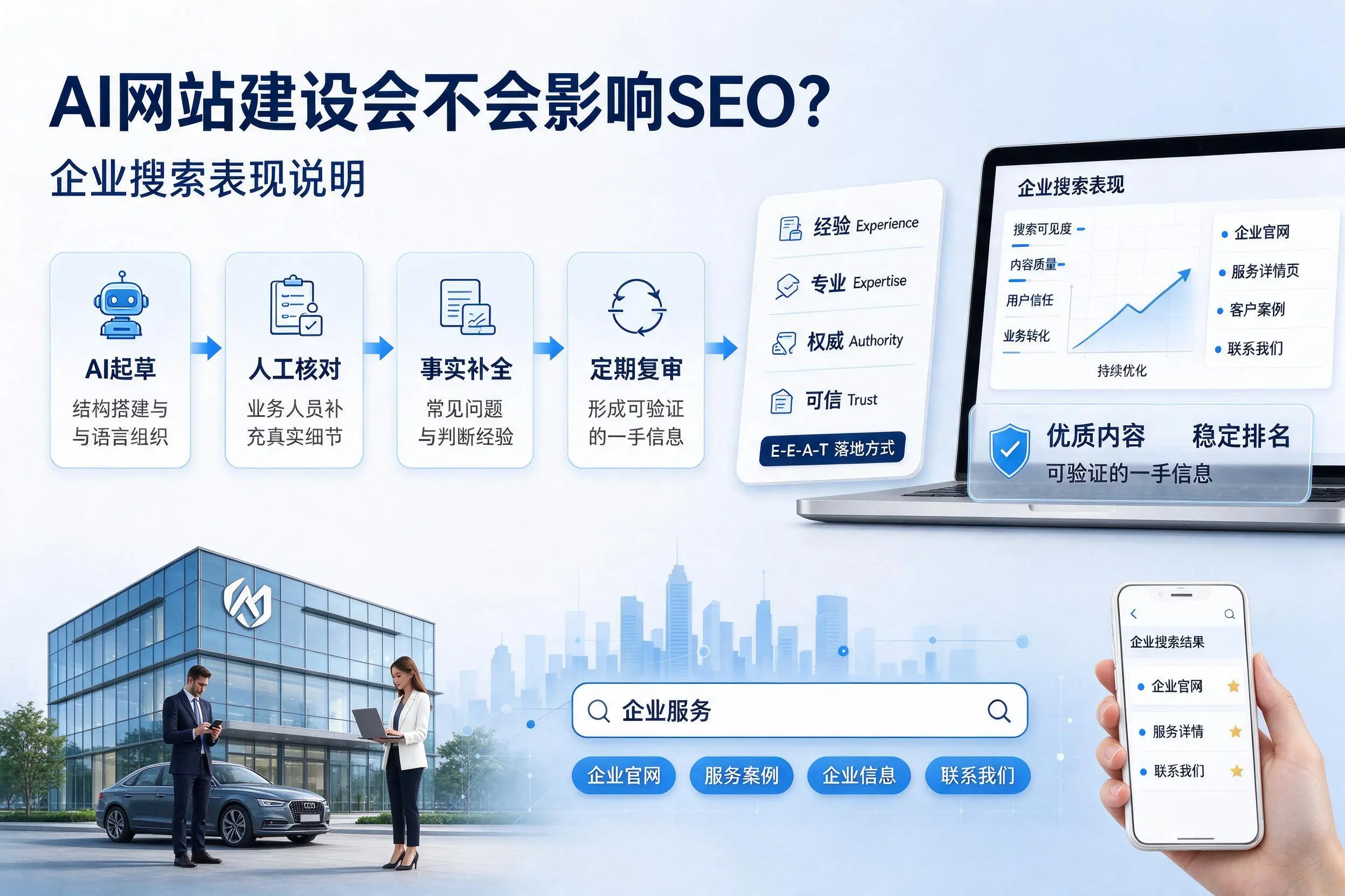 AI网站建设会不会影响SEO？白山企业搜索表现说明